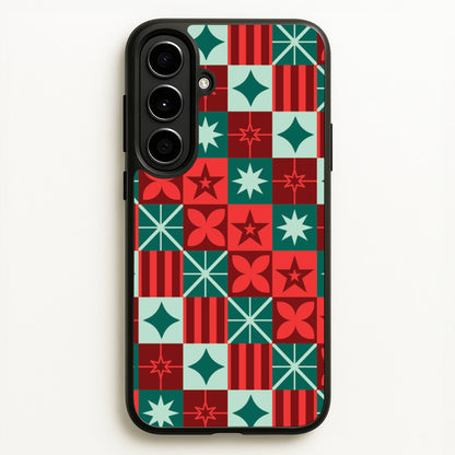 Geometric Square Christmas Pattern Galaxy A56 Case