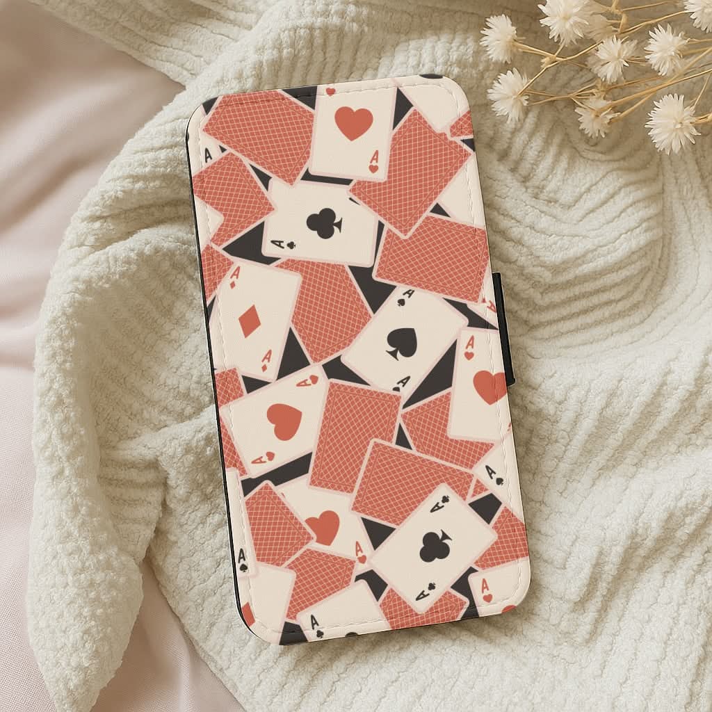 Playing Cards Collage Pattern Leather Phone Case