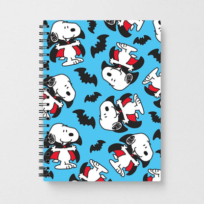 Cartoon Beagle Vampire And Bats Pattern Notebook