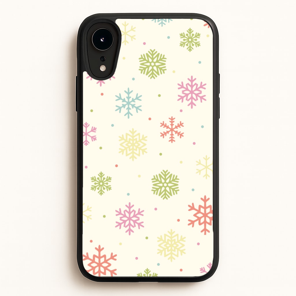 Pastel Snowflakes Pattern iPhone XR Case