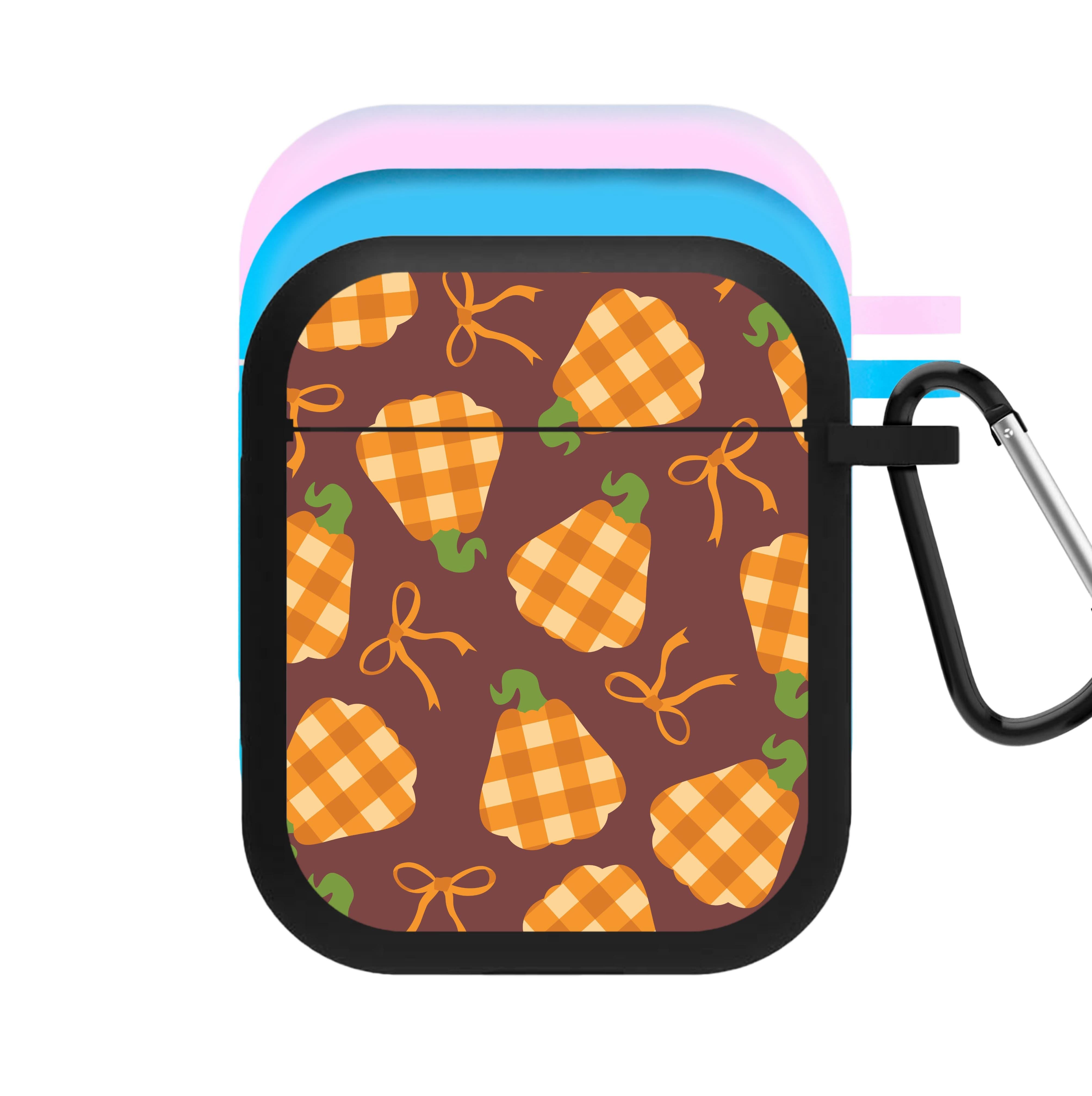 Tartan Pumpkins And Bows Pattern AirPods Case