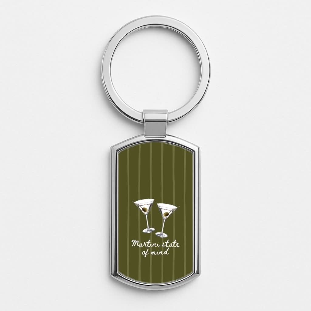 Martini State Of Mind Silver Metal Keyring