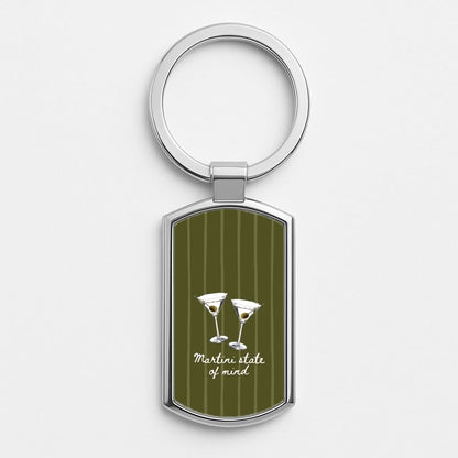 Martini State Of Mind Silver Metal Keyring