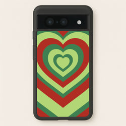 Red And Green Trippy Heart Christmas Pattern Google Pixel 8 Case