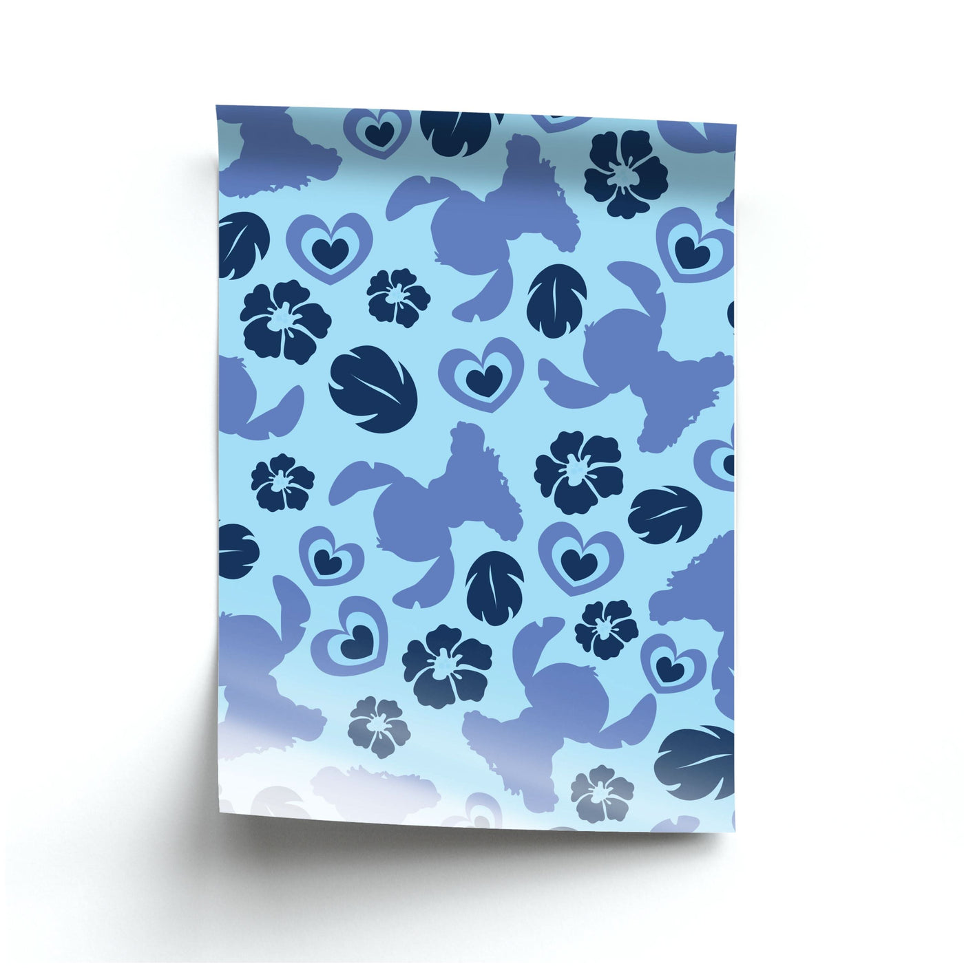 Blue Alien Silhouette Pattern Poster