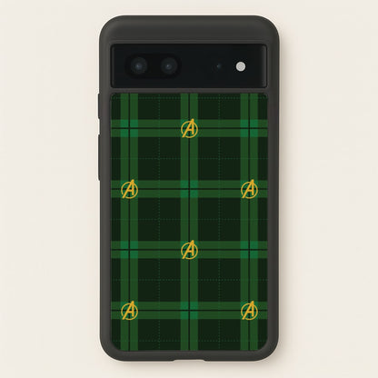 Superhero Team Green Tartan Pattern Google Pixel 7 Case