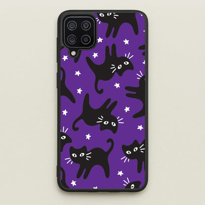Cartoon Black Cats And Stars Pattern Galaxy A12 Case