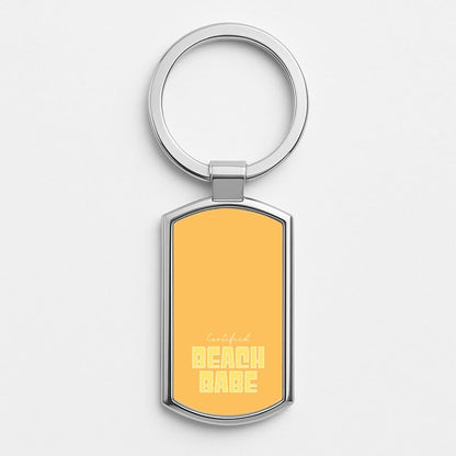 Certified Beach Babe Silver Metal Keyring