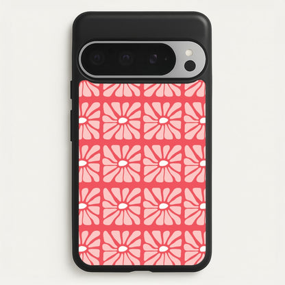 Square Abstract Flowers Pink Google Pixel 9 Pro XL Case
