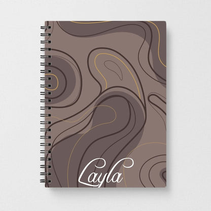 Brown Marble Waves Personalised Name Notebook