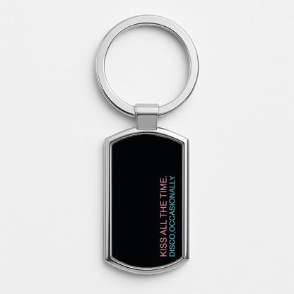 Disco Occasionally Text Silver Metal Keyring