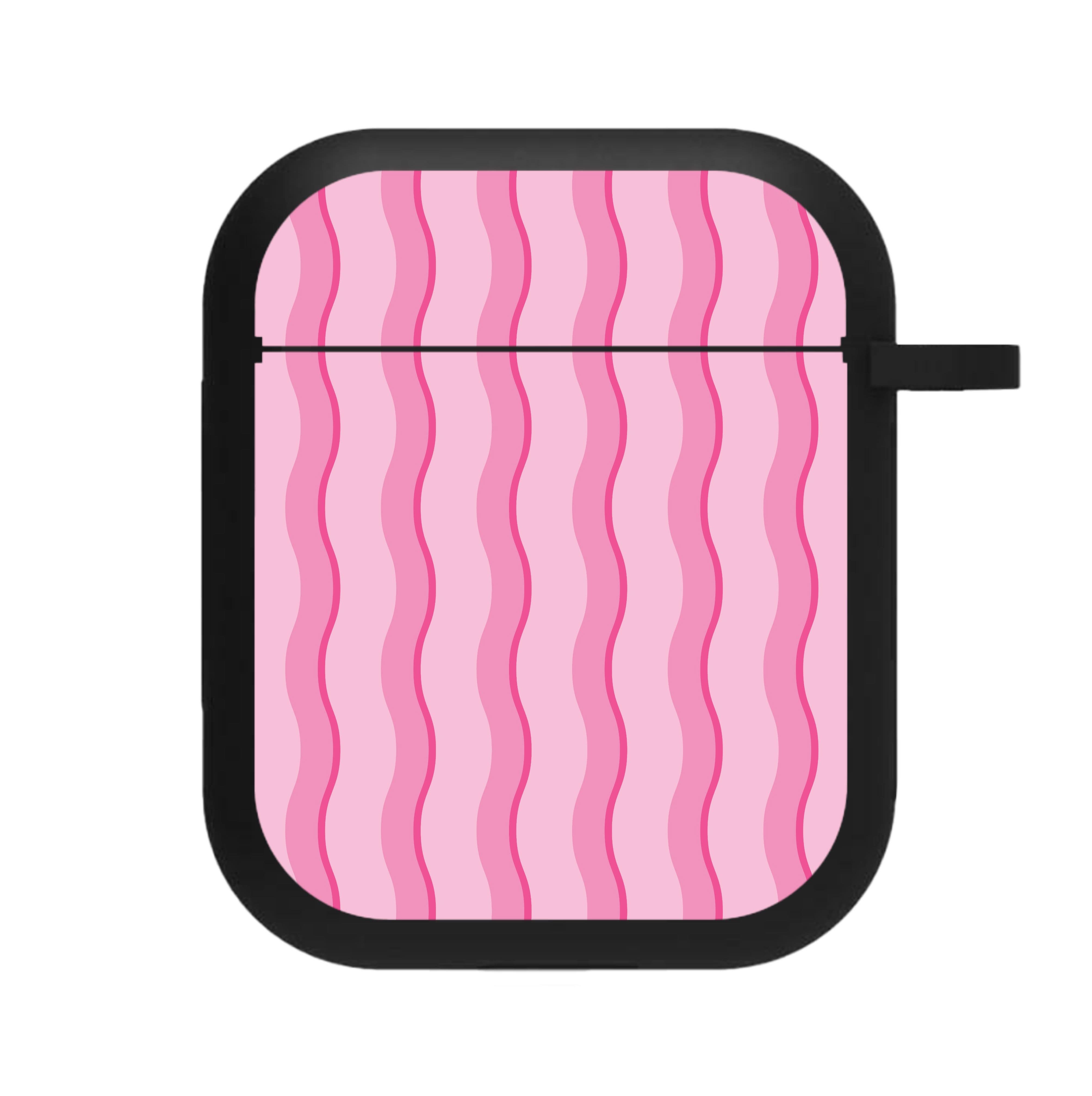 Pink Wavy Stripes Pattern AirPods Case