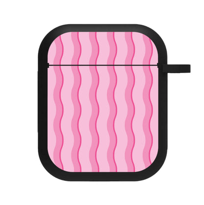 Pink Wavy Stripes Pattern AirPods Case