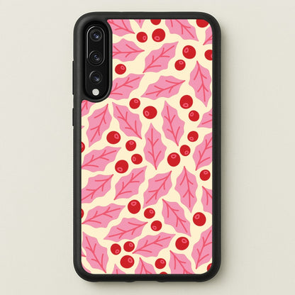 Pink Holly And Berries Pattern Huawei P20 Pro Case