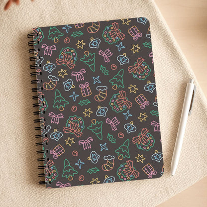 Neon Christmas Icons Pattern I Notepad