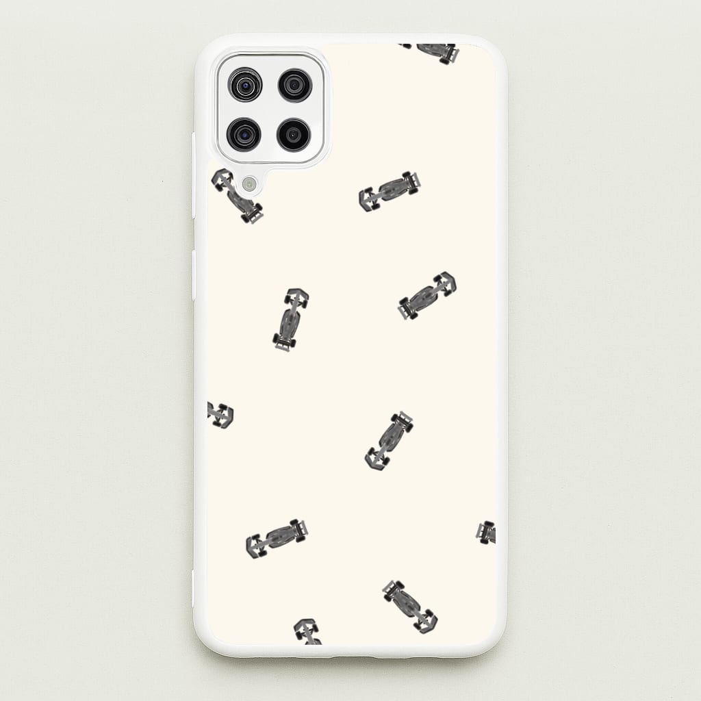 Race Cars Pattern Off White Galaxy A12 Case