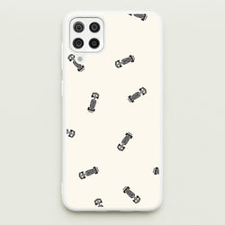 Race Cars Pattern Off White Galaxy A12 Case