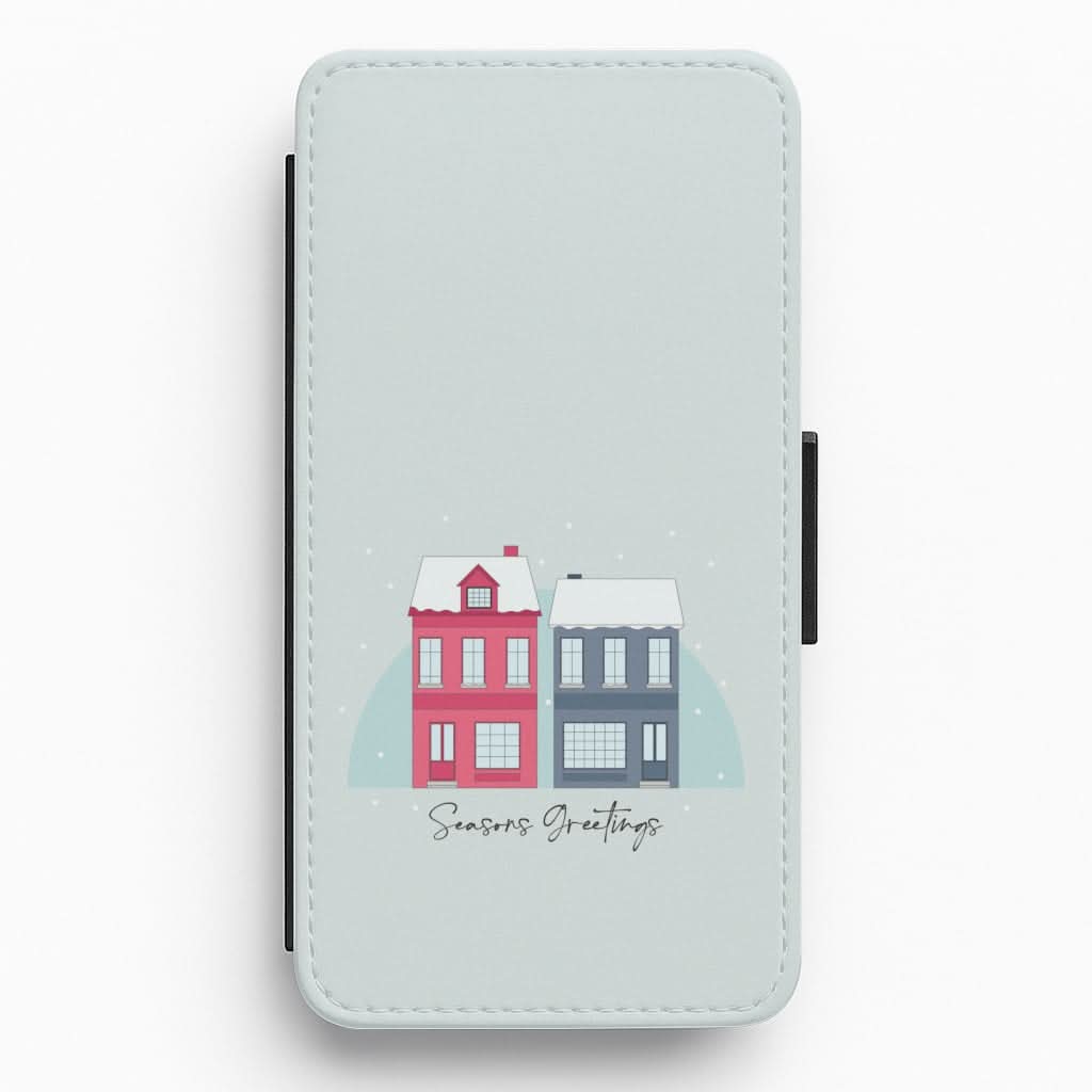 Seasons Greetings Winter Townhouses Flip / Wallet Phone Case