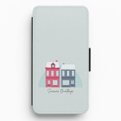 Seasons Greetings Winter Townhouses Flip / Wallet Phone Case