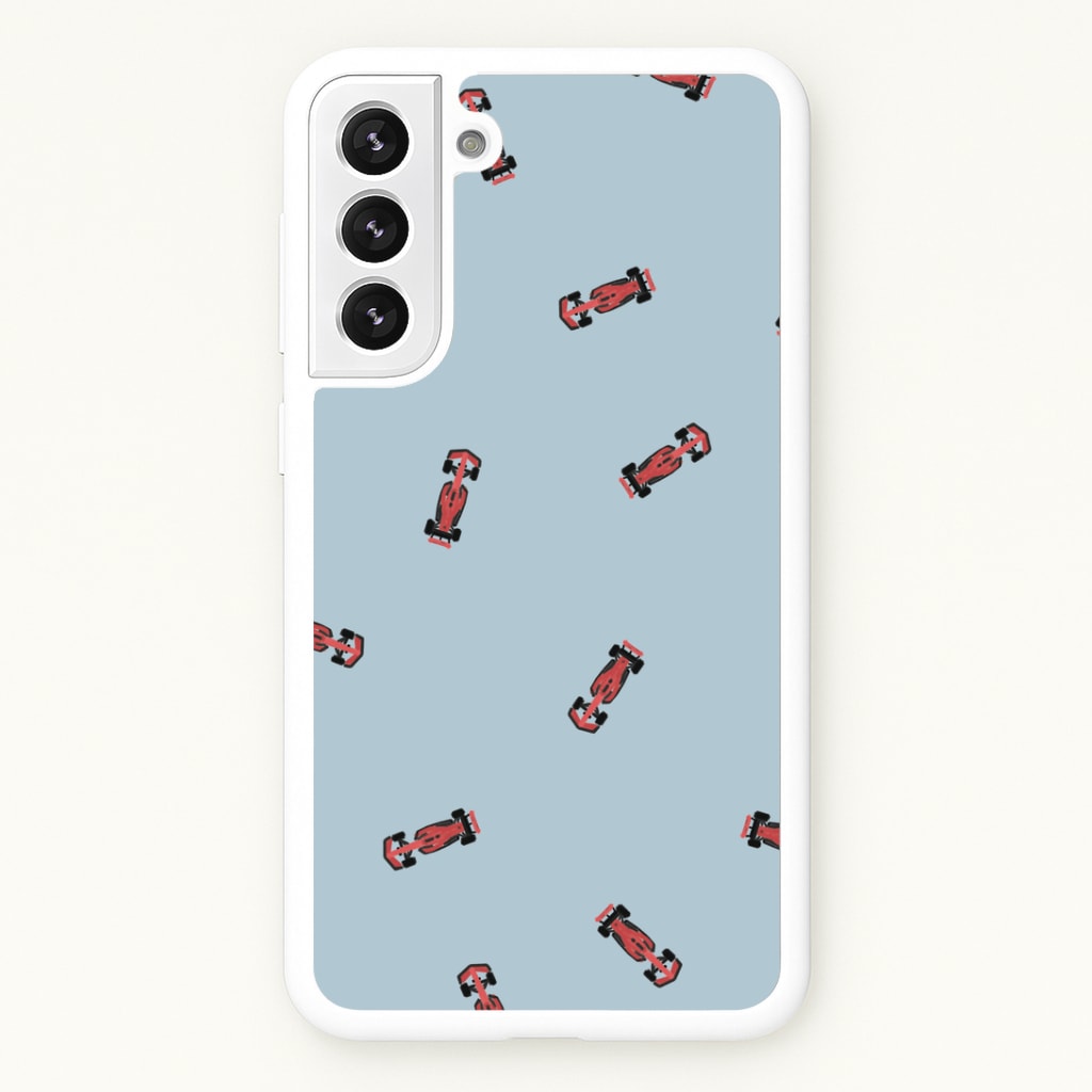 Race Cars Pattern Blue Galaxy S21FE Case
