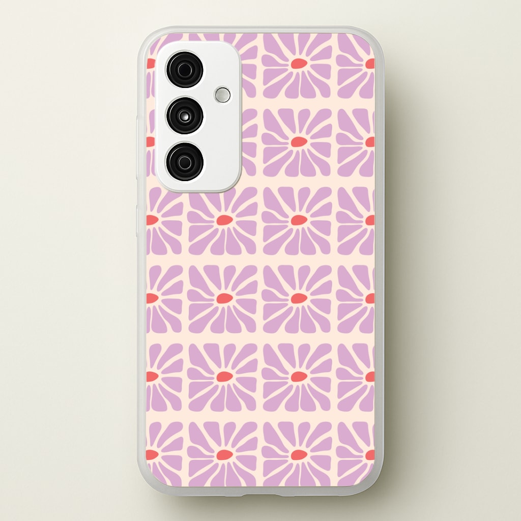 Square Abstract Flowers Mauve Galaxy A35 Case