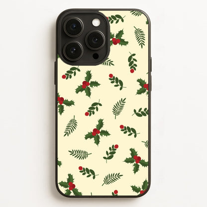 Holly Green Pattern Phone Case for iPhone, Samsung Galaxy and Google Pixel