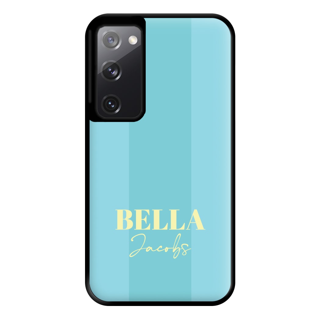 Blue Stripe Personalised Name Galaxy S20FE Case