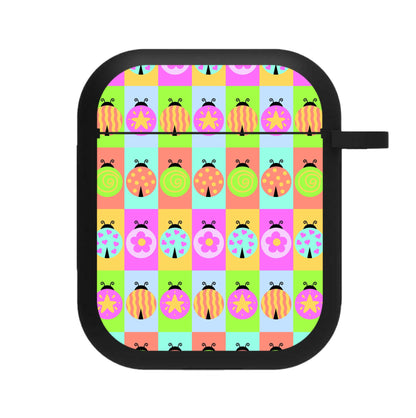 Cartoon Ladybugs Colourful Pattern AirPods Case