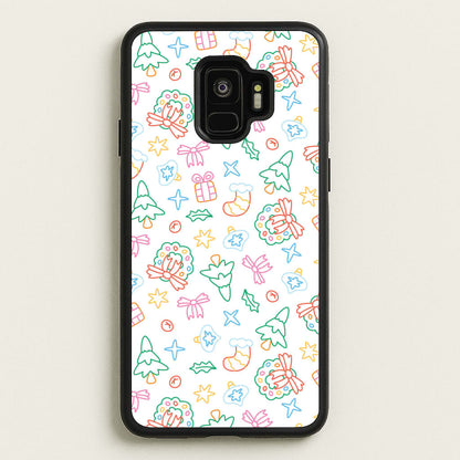 Neon Christmas Icons Pattern II Galaxy S9 Case