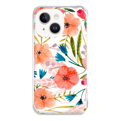 Peach Watercolour Floral Pattern Phone Case