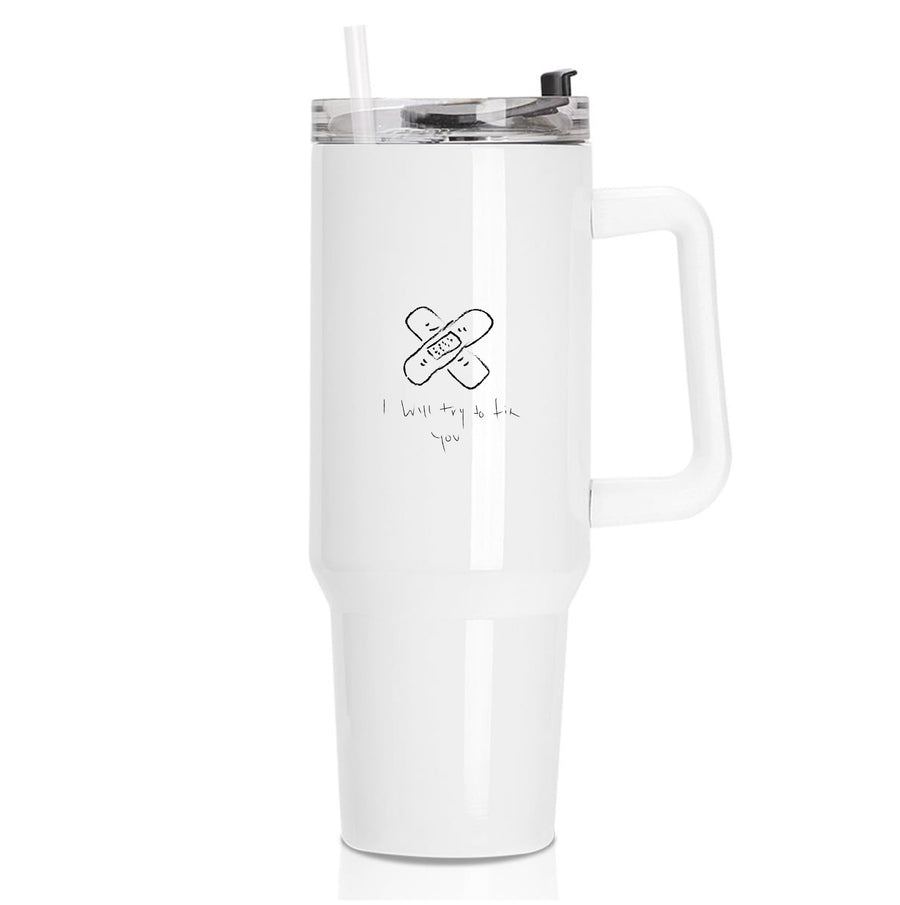 I Will Try To Fix You - White Coldplay Tumbler