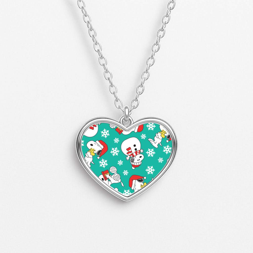 Christmas Cartoon Beagle Pattern Heart Necklace