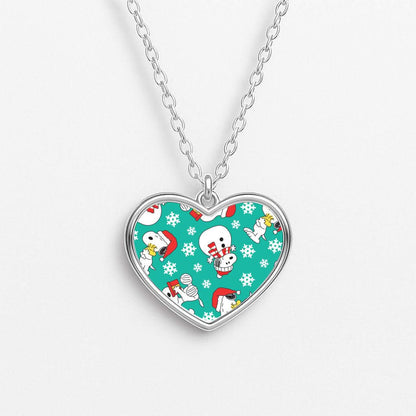 Christmas Cartoon Beagle Pattern Heart Necklace