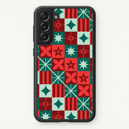 Geometric Square Christmas Pattern Galaxy S22 Plus Case