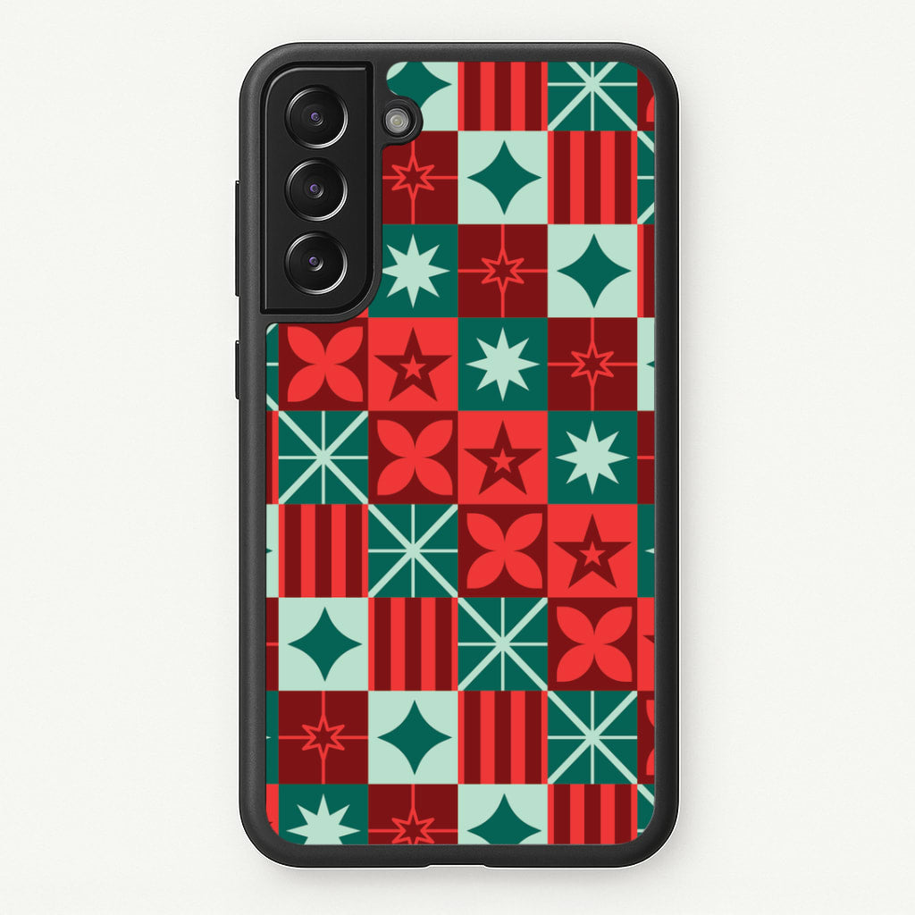 Geometric Square Christmas Pattern Galaxy S21 Case