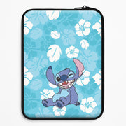Cute Blue Alien Floral Pattern Laptop Sleeve 1