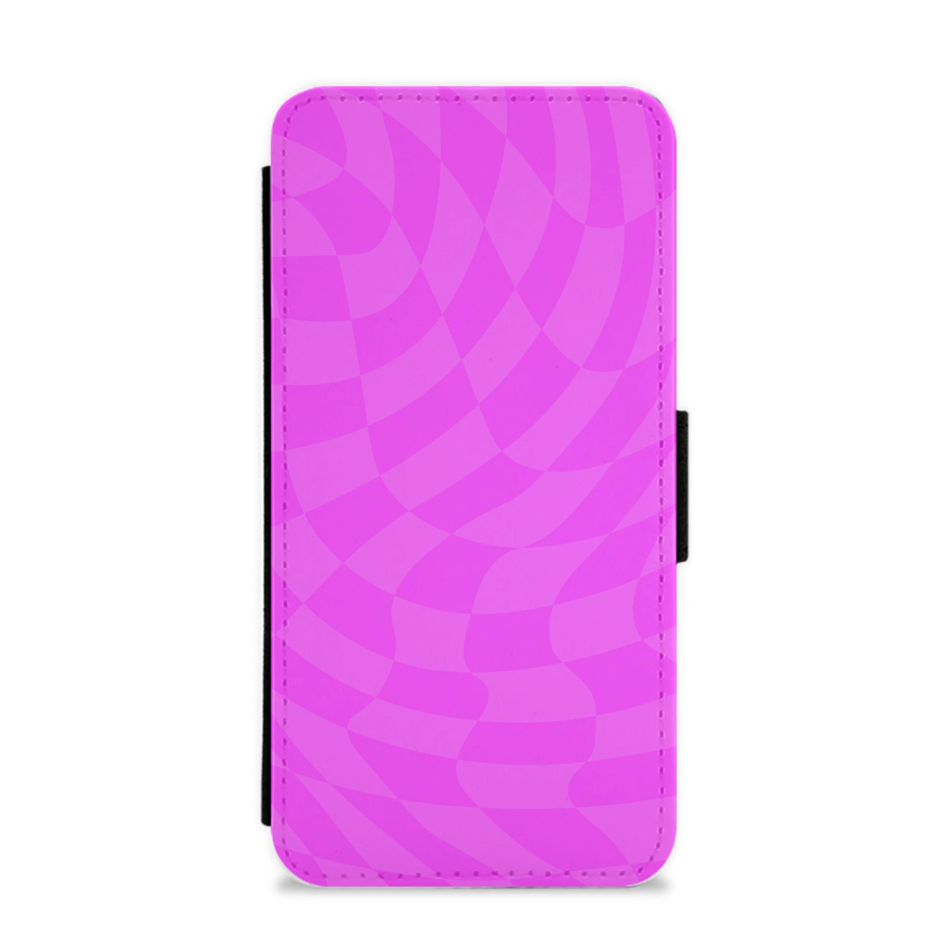 Pink Trippy Checkerboard Pattern Flip / Wallet Phone Case