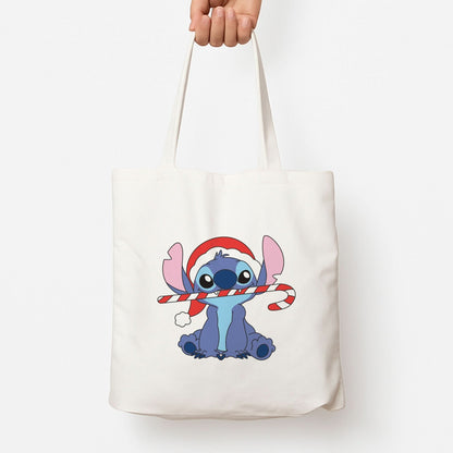 Cute Blue Alien Candycane Tote Bag