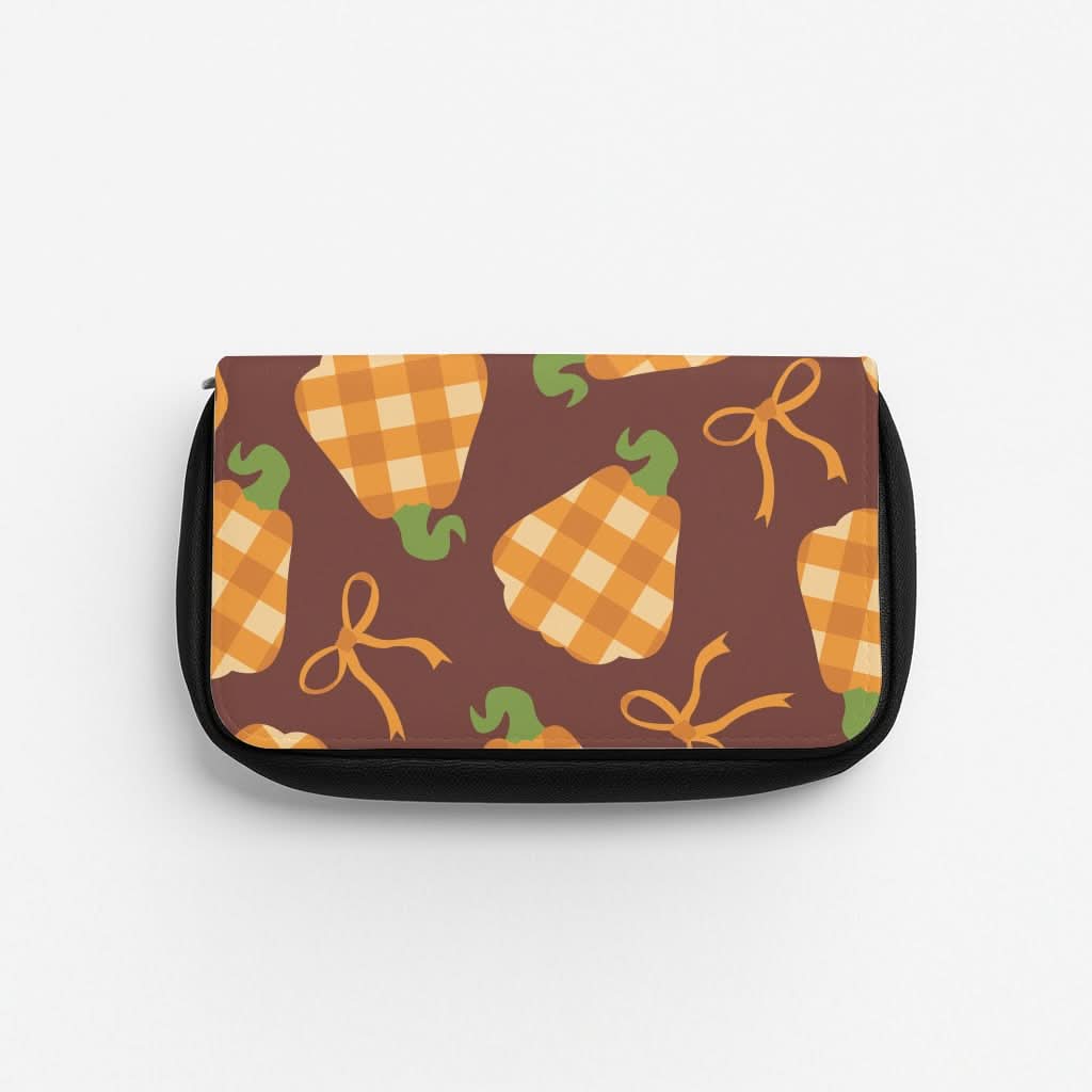 Tartan Pumpkins And Bows Pattern Pencil Case