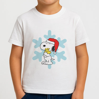 Christmas Cartoon Beagle And Bird  Boys T-Shirt