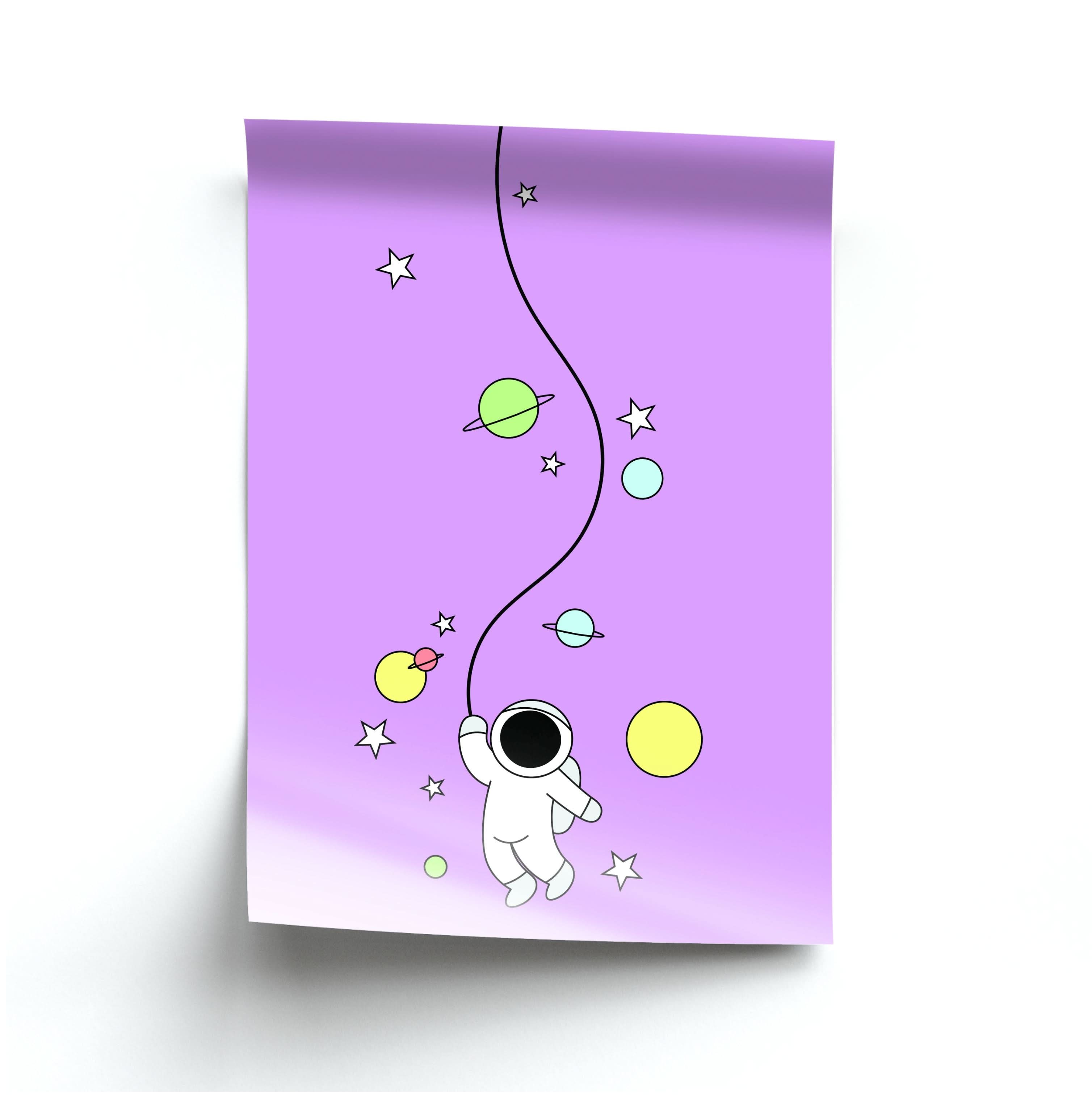 Cute Hanging Astronaut Poster