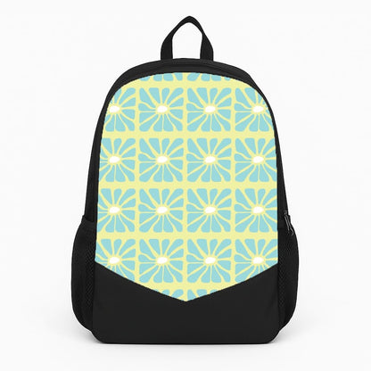 Square Abstract Flowers Blue Backpack