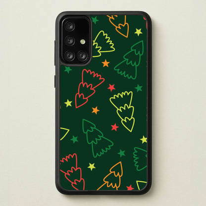 Colourful Christmas Tree Outlines Pattern Galaxy A71 Case