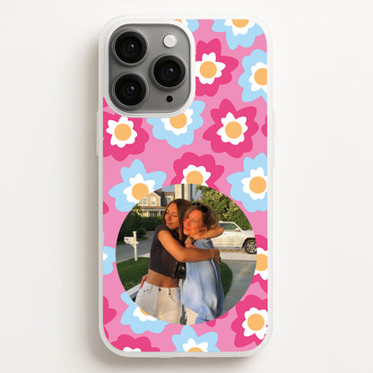 Pink And Blue Flower Pattern - Personalised Mother's Day Phone Case for iPhone, Samsung Galaxy and Google Pixel