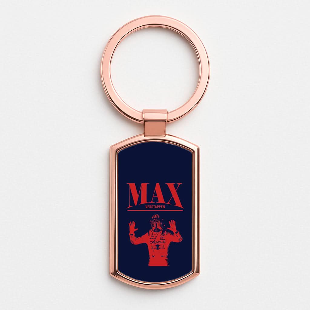 Max Blue And Red Rose Gold Keyring
