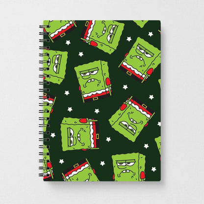 Grumpy Christmas Cartoon Sponge Pattern Notebook