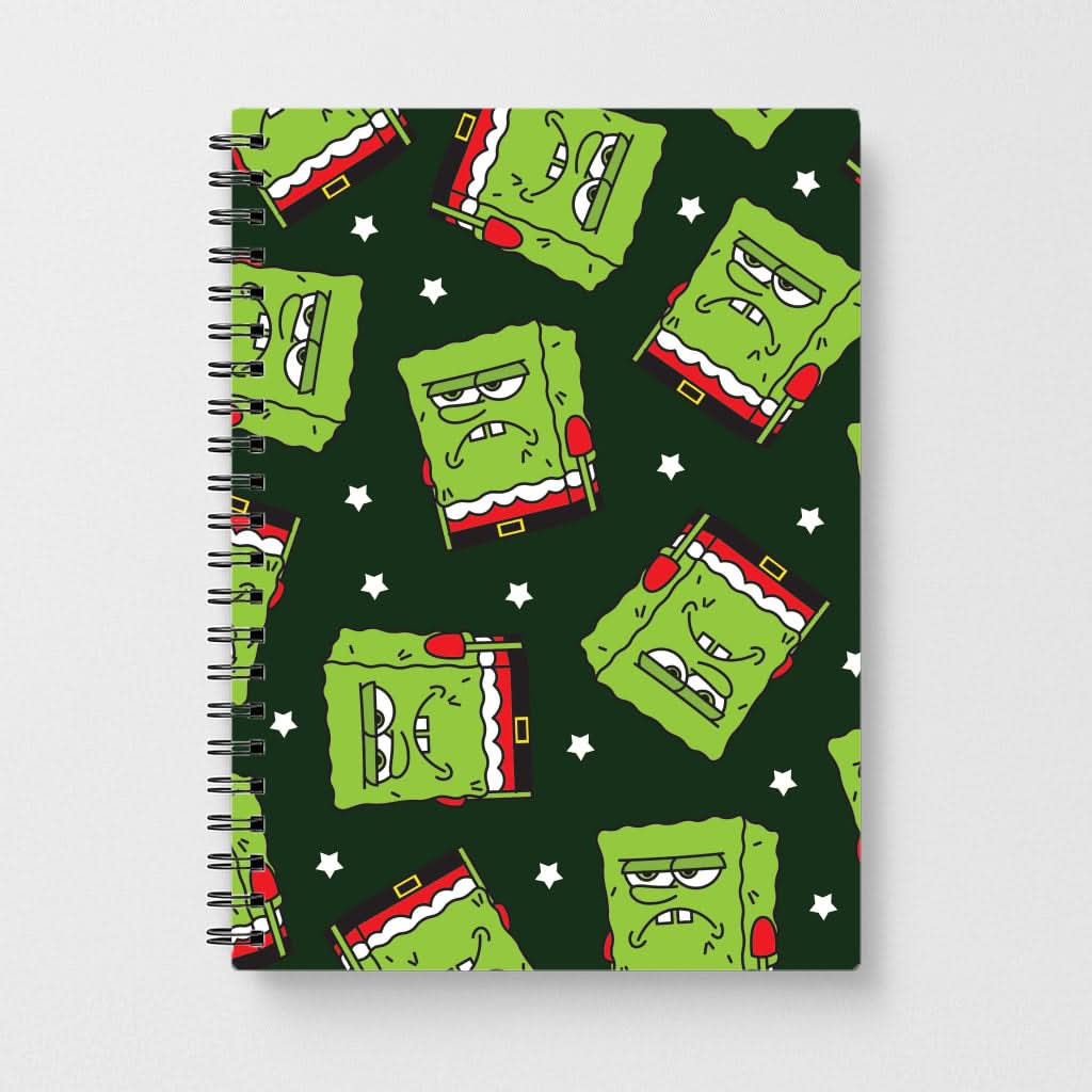 Grumpy Christmas Cartoon Sponge Pattern Notebook