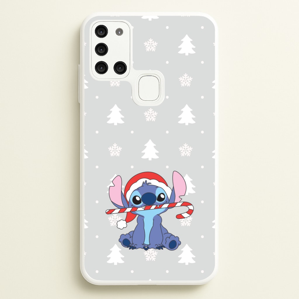 Cute Blue Alien Candycane Galaxy A21s Case