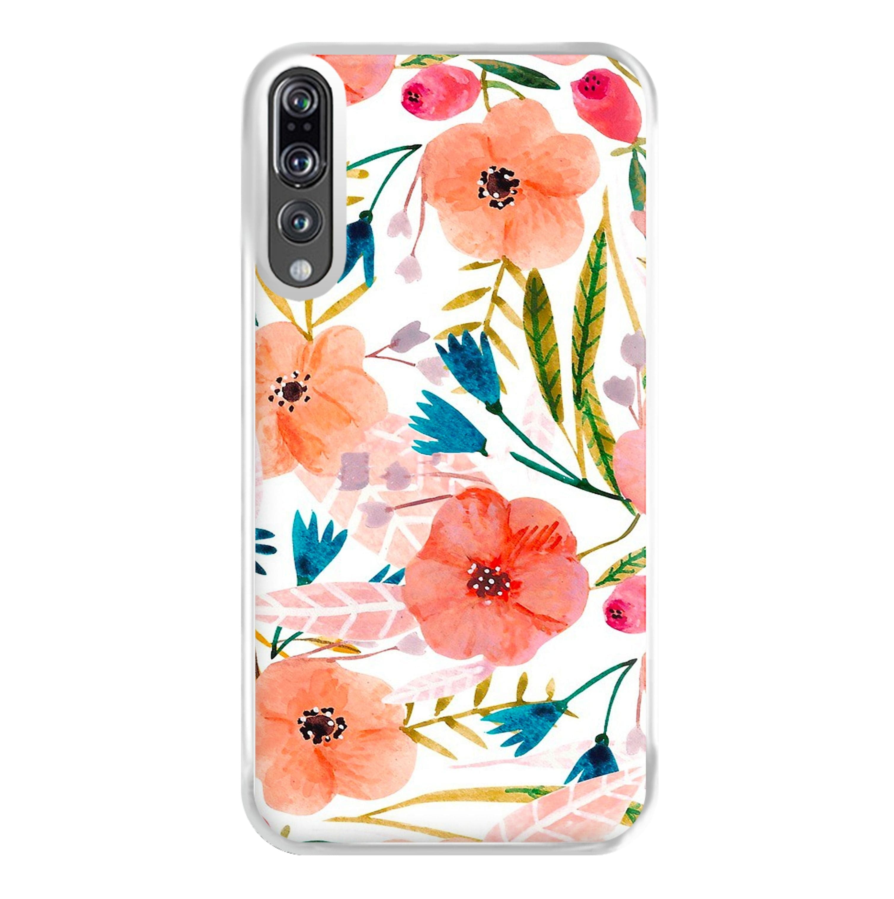 Peach Watercolour Floral Pattern Phone Case