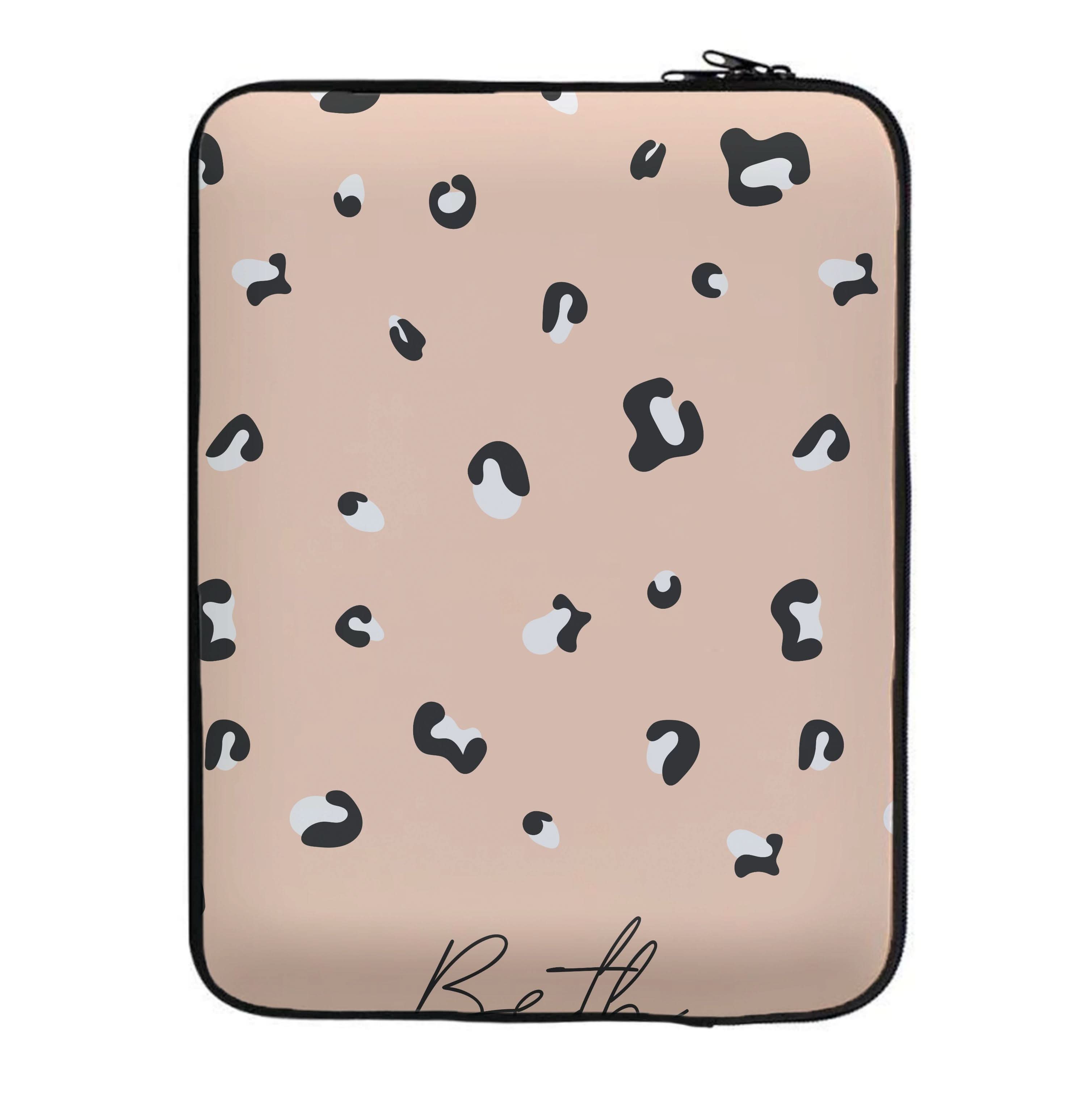 Personalised Name Cheetah Print Laptop Sleeve